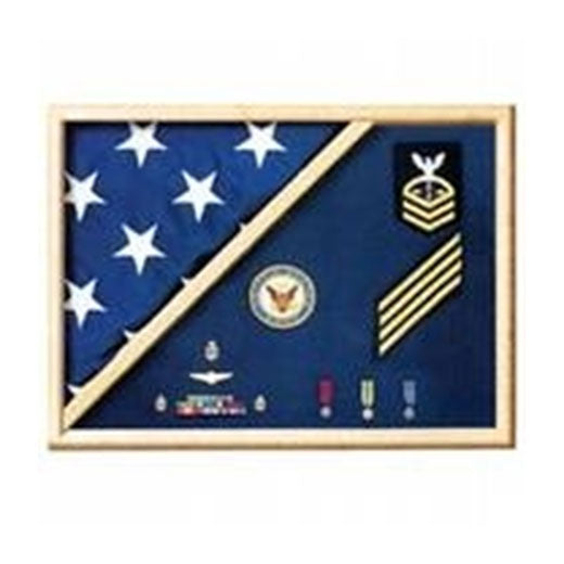 Air Force Blue - Wood Flag Display Case - Fit 3' x 5' Flag. The Military Gift Store