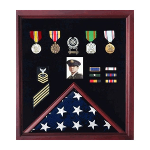 Flag Photo and Badge Display Case - Fit 3' x 5' flag or Fit 4' x 6' flag or Fit 5' x 8' flag or Fit 5' x 9.5' Casket Flag. The Military Gift Store