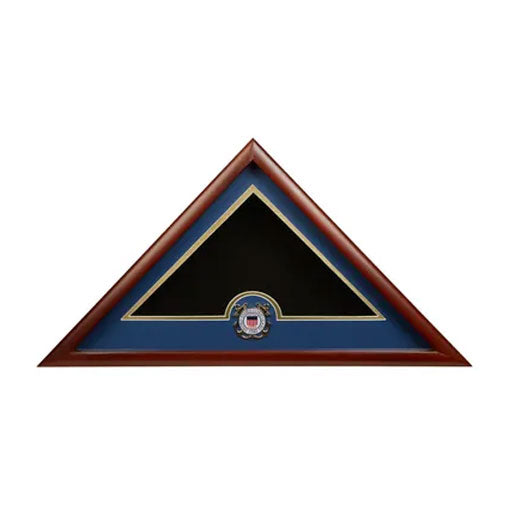 US Flag Display Case with Coast Guard Medallion With Blue Felt The Military Gift Store