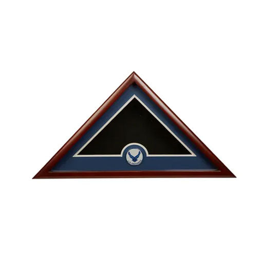 US Flag Display Case with Aim High Air Force Medallion - mahogany The Military Gift Store