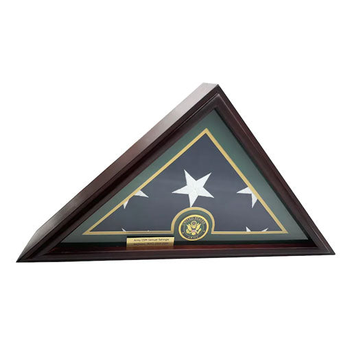 Flags Connections - 5x9 Burial/Funeral/Veteran Flag Elegant Display Case, Solid Wood, Cherry Finish, Flat Base (5x9, Army). The Military Gift Store