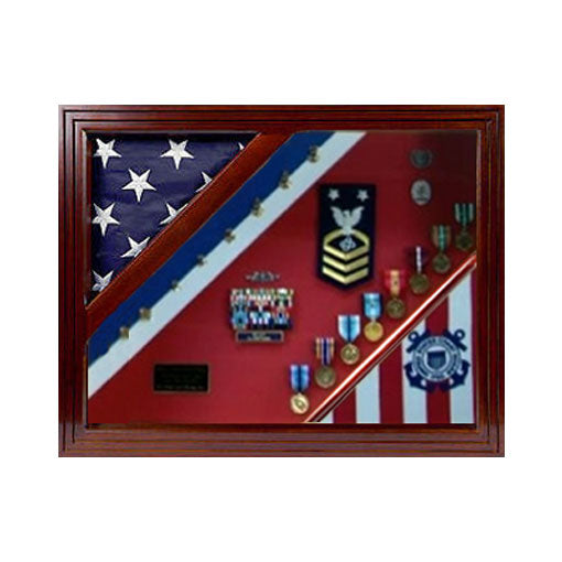 USCG Flag Cases, Coast Guard Flag Case fit 3' x 5' flag - Cherry Wood Material. The Military Gift Store