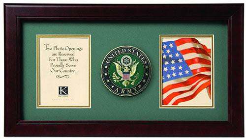 Flag Connections US American Flag Medallion Double Picture Frame - Two 4 x 6 Photo Openings The Military Gift Store
