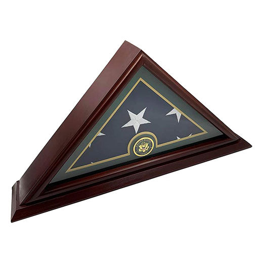 Flags Connections - 5x9 Burial/Funeral/Veteran Flag Elegant Display Case with Base, Solid Wood, Cherry Finish (Army). The Military Gift Store