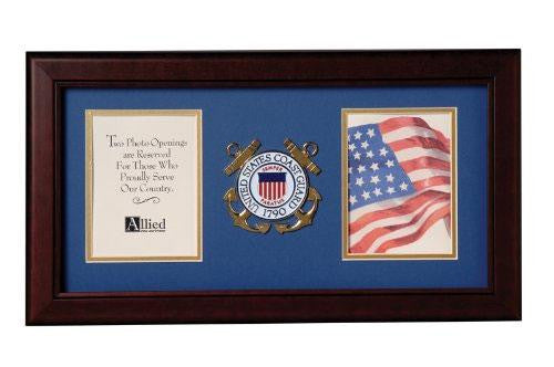 Flag Connections US Coast Guard Medallion Double Picture Frame - Two 4 x 6 Photo Openings The Military Gift Store