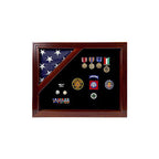 American Corner flag and medal display case, Fit 3 x 5 Flag. The Military Gift Store
