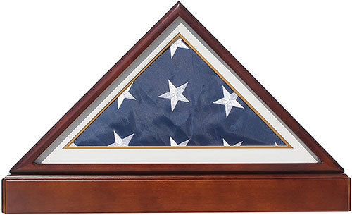 Burial/Funeral Military Shadow Box with Pedestal Stand (with Navy White Mat) The Military Gift Store
