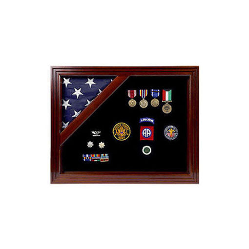 American Corner flag and medal display case, Fit 3 x 5 Flag The Military Gift Store