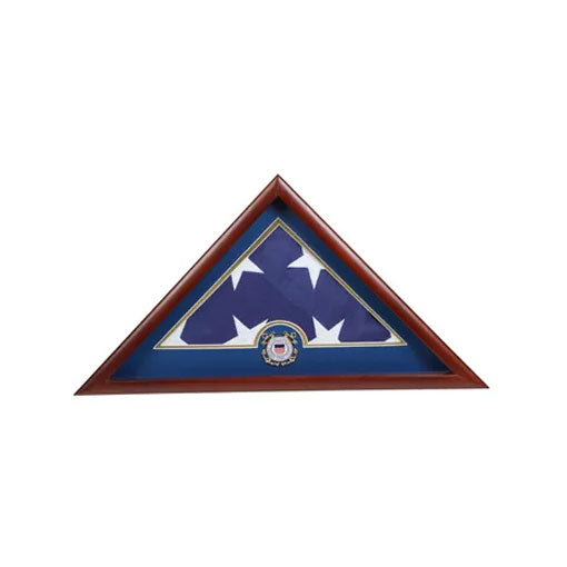 Medallion Flag Display Case, Memorial Flag Display case with Coast Guard Blue. The Military Gift Store