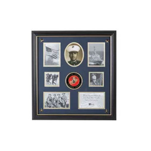 U.S. Marine Corps Medallion 7 Picture Collage Frame with Stars The Military Gift Store