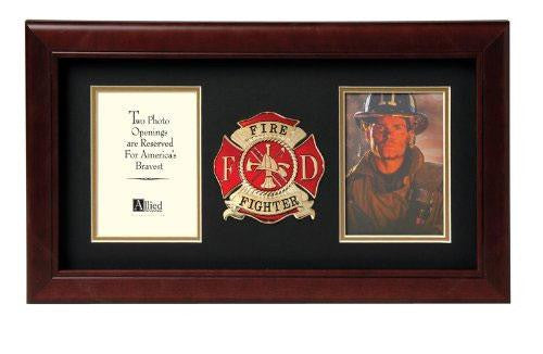 Flag Connections US Firefighter Medallion Double Picture Frame - Two 4 x 6 Photo Openings The Military Gift Store