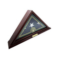 Flags Connections - 5x9 American Veteran Burial Flag Display Case, Solid Wood, Cherry Finish, Small Base, Wall Mounted, Customized Name Plate, Army. The Military Gift Store