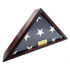 5x9 Burial/Funeral/Veteran Flag Elegant Display Case, Solid Wood, Cherry Finish, Flat Base The Military Gift Store