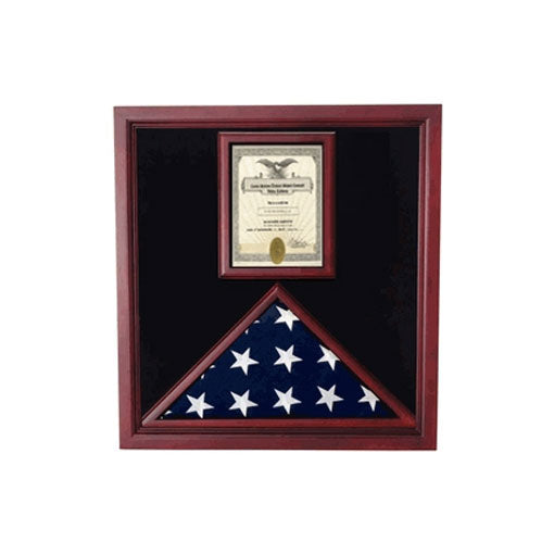 Flag and Document Case - Vertical 8 1/2 x 11 Document for Hanging Medals and Other Memorabilia - fit 5'x9.5' flag. The Military Gift Store