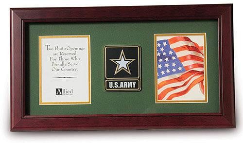 Flag Connections US Go Army Medallion Double Picture Frame - Two 4 x 6 Photo Openings The Military Gift Store