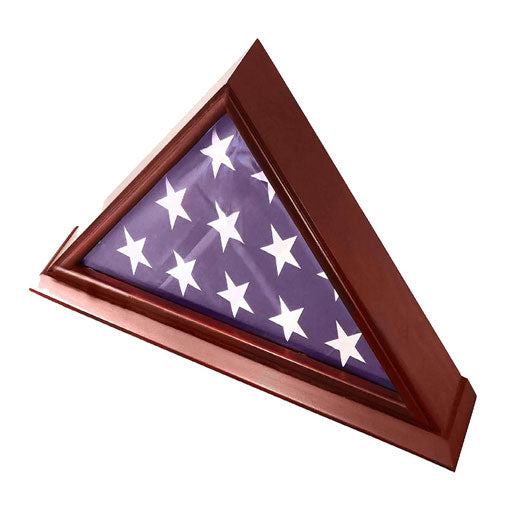 Flags Connections - 5x9 Small Base Burial/Funeral/Veteran Flag Elegant Display Case, Solid Wood, Cherry Finish. The Military Gift Store