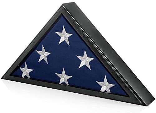 Flag Connections Honors Memorial Flag Display Case for Burial and Presentation Flags, American and Foreign Military Service Commemoration, 5x9 Feet (Black). The Military Gift Store