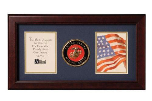 Flag Connections US Marine Corps Medallion Double Picture Frame - Two 4 x 6 Photo Openings The Military Gift Store