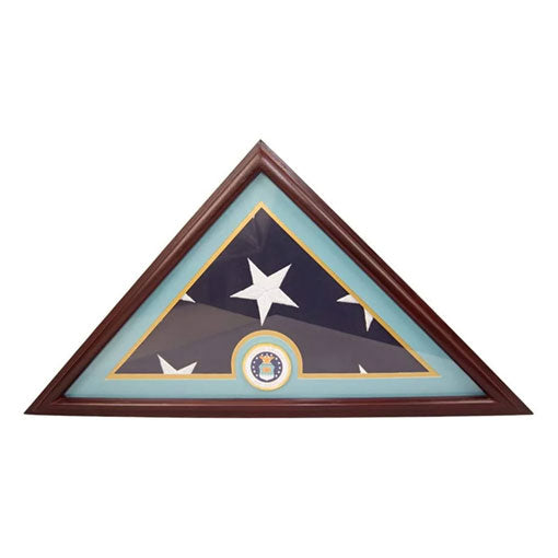 Flags Connections - AIR Force Flag Display Case Box, 5x9 Burial - Funeral - Veteran Flag Elegant Display Case with Flat Base, Solid Wood, Cherry Finish. The Military Gift Store