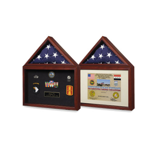 Flag display case - Flag shadow box, flag and medals Case - Fit 3' x 5' Flag. The Military Gift Store