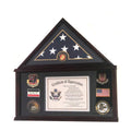 Large Military Shadow Box Frame Memorial Burial Funeral Flag Display Case for 5x9 Flag, Solid Wood (Mahogany) - Marine. The Military Gift Store