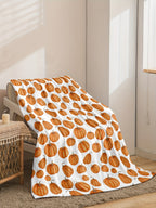 Cozy Pumpkin Print Flannel Throw Blanket - Perfect For Fall, Thanksgiving & Christmas Gifts | Soft, Warm & Reversible | Ideal For Couch, Bed, Office & Travel