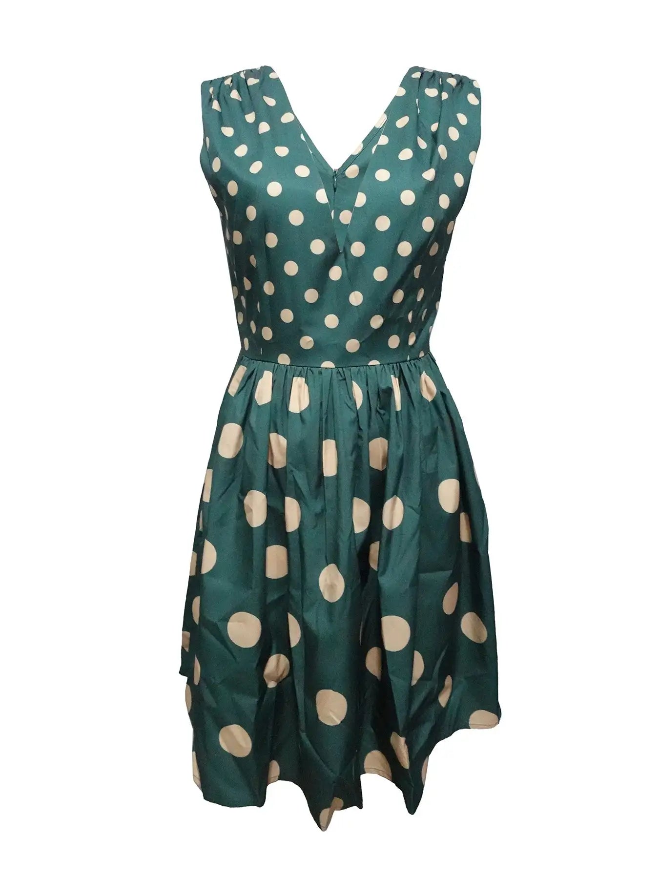 Ladies' V-neck Polka Dot Printed Fashionable Dress - SJB-DIAMOND ELITES