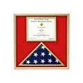 US Marine Corp Flag and Certificate Display Case/ award case - Oak Material. The Military Gift Store