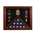 Military Flag medal display case, Mahogany wood for 3x5 flag - Mahogany Material. The Military Gift Store