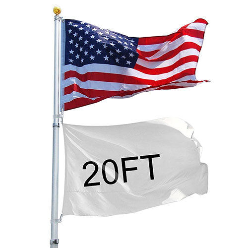 20ft Telescopic Aluminum Flag Pole Free 3'x5' for 2 flags The Military Gift Store