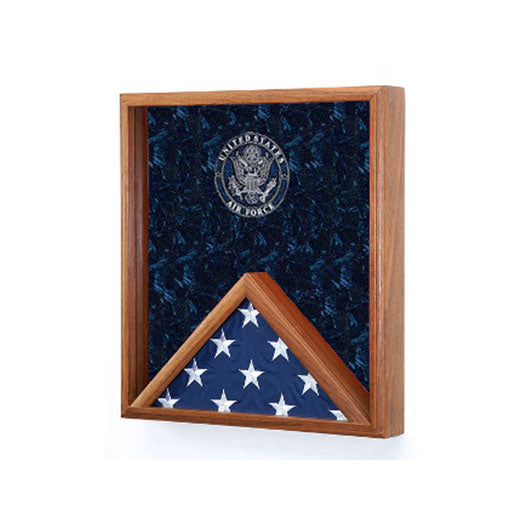Flags Connections - Air Force Flag Display Case - USAF Flag Case - Walnut Material. The Military Gift Store