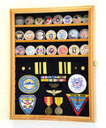 Challenge Coin/Medals/Pins/Badges/Ribbons/Insignia/Buttons Chips Combo Display Case Box Cabinet (Oak Finish) The Military Gift Store