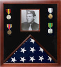 Photo Flag and Medal Display Case, Flag and Photo Frame 3" x 5". The Military Gift Store