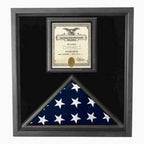Flag and Certificate Case Black Frame, American Made 5" x 9.5". The Military Gift Store
