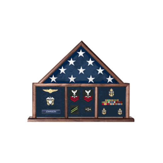 Flags Connections - USAF Shadow Box, Flag Medal Case - Cherry Finish Material. The Military Gift Store