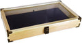 Flag Connection Natural Wood Color Wooden Tempered Glass Jewelry Display Case with Black Velvet Pad The Military Gift Store