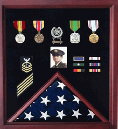 4'x6' Flag Display Case Combination For Medals Photos - Cherry The Military Gift Store