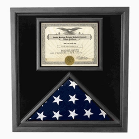Flag and Certificate Case Black Frame, flag certificate holder The Military Gift Store