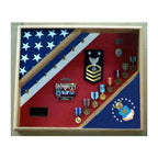 Air Force Retirement Gift, USAF Flag Shadow Box, USAF display - Walnut. The Military Gift Store