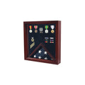 Flag Medal Display Case, Wood Military Flag Medal Shadow Boxes, Cherry Case The Military Gift Store