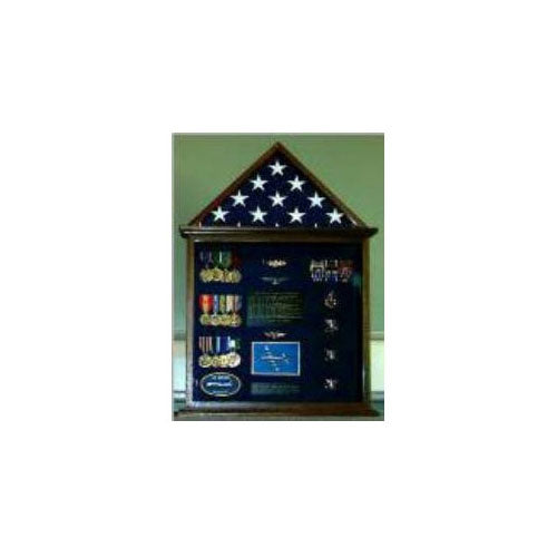 Flag Case, Flag and Badge display cases, red, black, blue or green background. The Military Gift Store