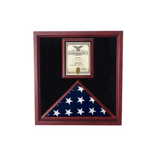 Flag and Document Case - Vertical 8 1/2 x 11 Document - Oak Material. The Military Gift Store