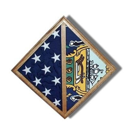 2 Flags display case - Wall Mounted box - Cherry Finish. The Military Gift Store