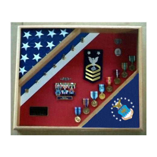 Air Force Retirement Gift, USAF Flag Shadow Box-Cherry. The Military Gift Store