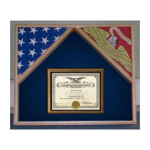 Military Flag Case For 2 Flags and Certificate Display Case - Cherry. The Military Gift Store