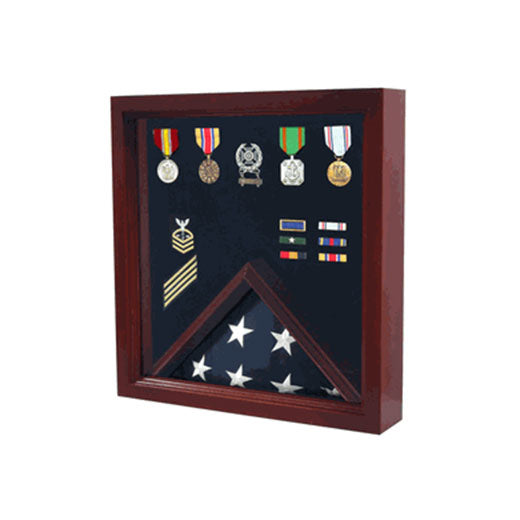 Flag Medal Display Case, Wood Military Flag Medal Shadow Boxes - Oak or Cherry Material. The Military Gift Store