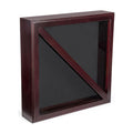 Wood Flag Case for (2) 5’ x 9.5’ Flags, Rear Loading, Glass Front - Mahogany. The Military Gift Store