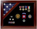 Military Award Shadow Box with Display Case for 3 x 5ft Flag - Felt in Blue. The Military Gift Store