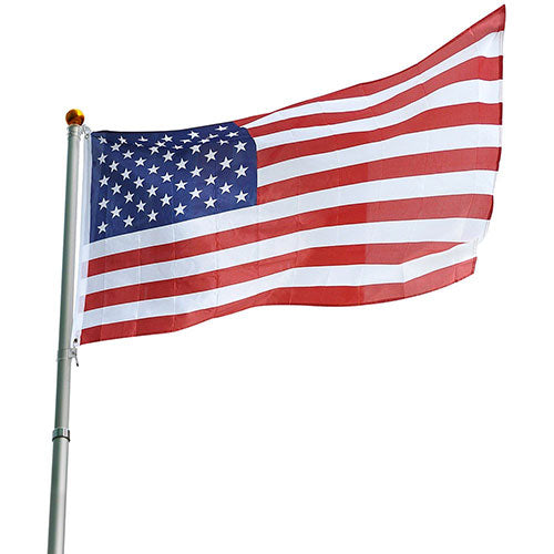 25ft Telescopic Aluminum Flag Pole 16 Gauge Fly 2 Flags 3'x5' The Military Gift Store