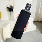 500ml Glass Water Bottle with Time Marker Transparent Milk Cup Outdoor Sports Portable Leakproof Drink Bottle with Cup Sets Water Bottle Leak-proof Time Scale Print Transparent High  Bottle for Office Water Bottle